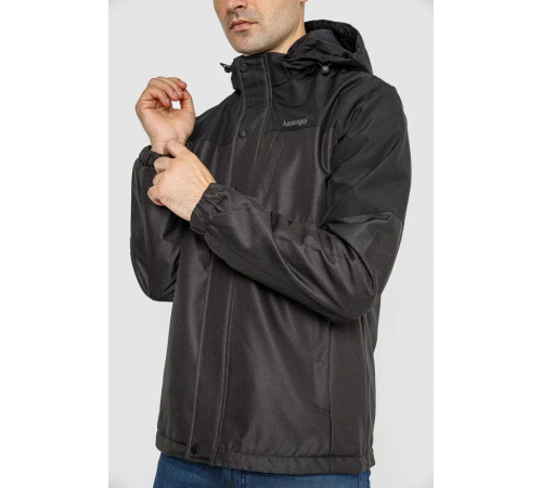 Куртка мужская демисезонная с капюшоном, цвет черный, 214R61035.