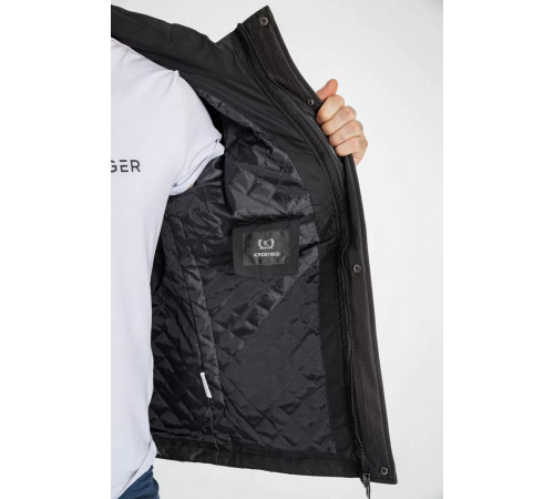 Куртка мужская демисезонная с капюшоном, цвет черный, 214R61035.