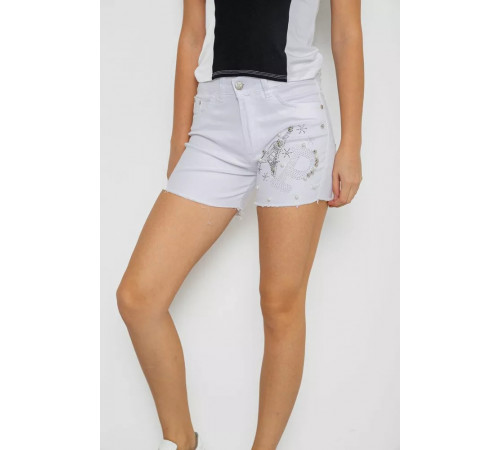 Шорты женские джинсовые стрейчевые, цвет белый, 247R2675