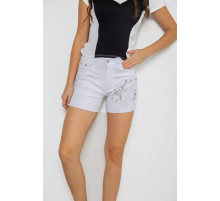Шорты женские джинсовые стрейчевые, цвет белый, 247R2675