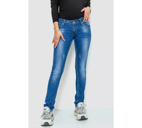 Джинси жіночі з потертостями, колір синій, 244RKL3304