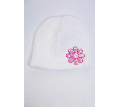 Дитяча шапка, молочно-рожевого кольору з пайєтками, 167R7802