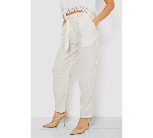 Штани жіночі літні на манжеті, колір молочний, 244R350