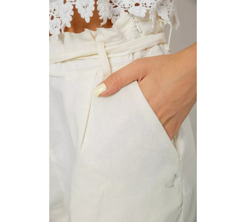Штани жіночі літні на манжеті, колір молочний, 244R350