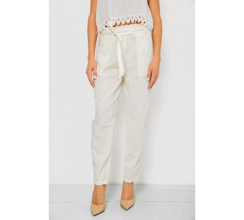 Штани жіночі літні на манжеті, колір молочний, 244R350