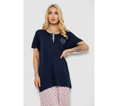 Піжама жіноча з принтом, колір синій, 243R7028