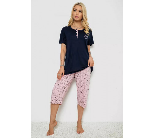Піжама жіноча з принтом, колір синій, 243R7028
