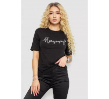 Жіноча футболка з принтом, колір чорний, 241R126