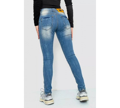 Джинсы женские с потертостями, цвет синий, 244RS03