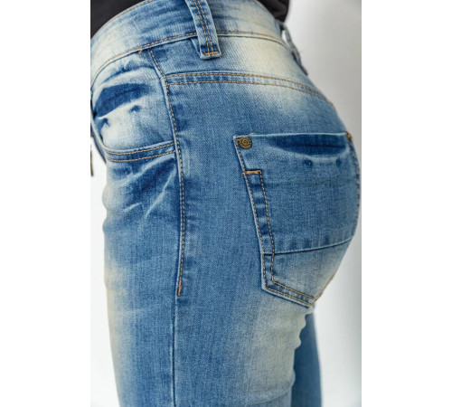 Джинсы женские с потертостями, цвет синий, 244RS03