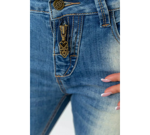 Джинсы женские с потертостями, цвет синий, 244RS03