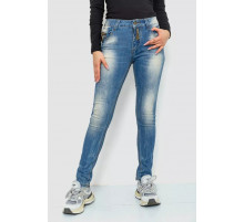 Джинсы женские с потертостями, цвет синий, 244RS03