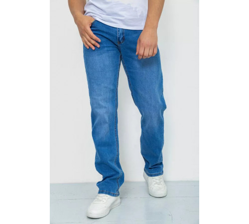 Джинсы мужские с потертостями, цвет голубой, 244R22-784