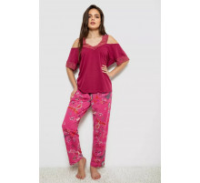 Пижама женская с принтом, цвет бордовый, 243R1600-015.