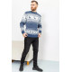 Свитер мужской с оленями, цвет джинс, 161R712