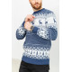 Свитер мужской с оленями, цвет джинс, 161R712