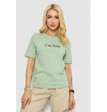 Женская футболка с принтом, цвет оливковый, 241R1833.