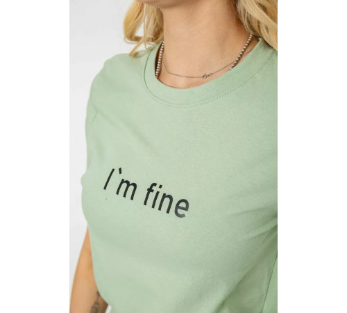 Женская футболка с принтом, цвет оливковый, 241R1833.