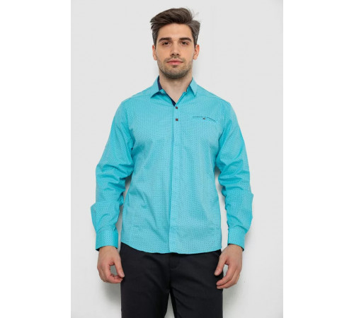Рубашка мужская с принтом, цвет бирюзовый, 214R7172