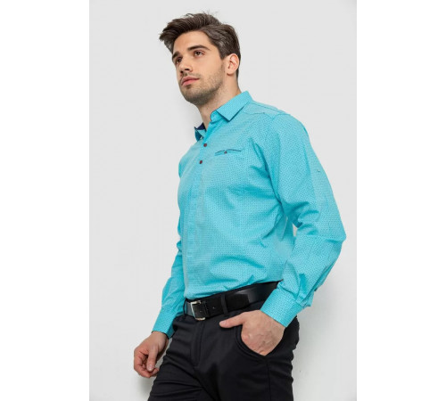 Рубашка мужская с принтом, цвет бирюзовый, 214R7172