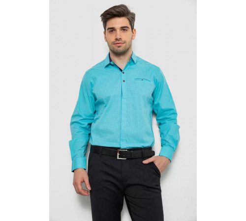 Рубашка мужская с принтом, цвет бирюзовый, 214R7172
