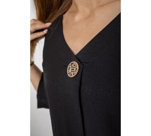 Костюм женский ткань лен жатка, цвет черный, 102R5263