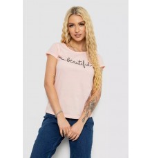 Женская футболка с принтом, цвет персиковый, 244R2210-5