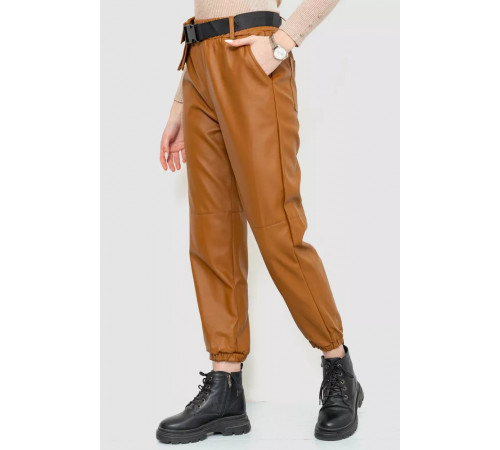 Штани жіночі з екошкіри, колір коричневий, 186R5205