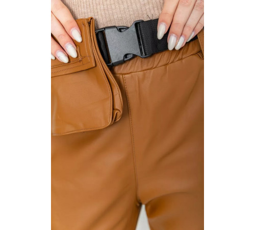 Штани жіночі з екошкіри, колір коричневий, 186R5205