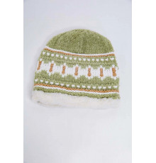 Дитяча шапка, зелено-білого кольору з узором, 167R7781