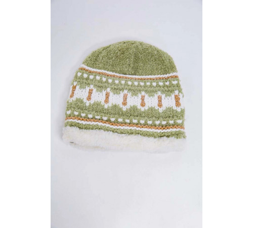 Дитяча шапка, зелено-білого кольору з узором, 167R7781