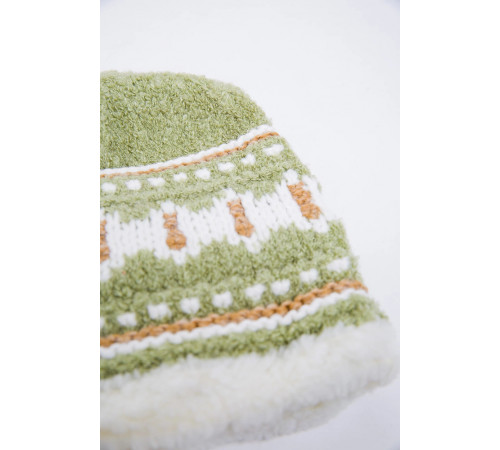 Дитяча шапка, зелено-білого кольору з узором, 167R7781
