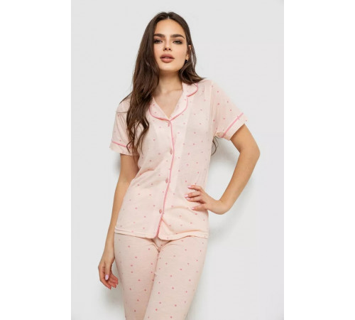 Жіноча піжама з принтом, колір рожевий, 243R7155
