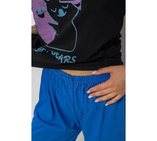 Піжама жіноча з принтом, колір чорний, 243R20257