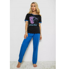 Піжама жіноча з принтом, колір чорний, 243R20257