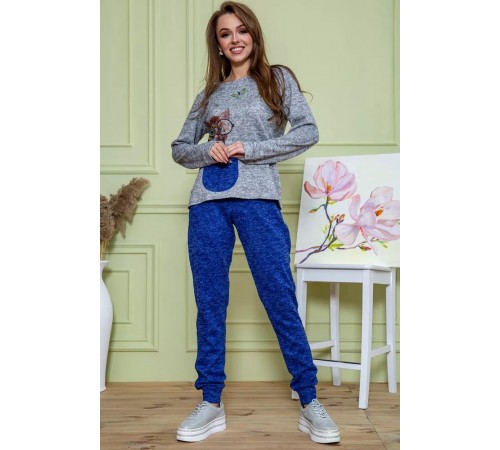 Женский костюм брюки + кофта, серо-синего цвета, 172R1211-2 Женский костюм брюки + кофта, серо-синего цвета, 172R1211-2