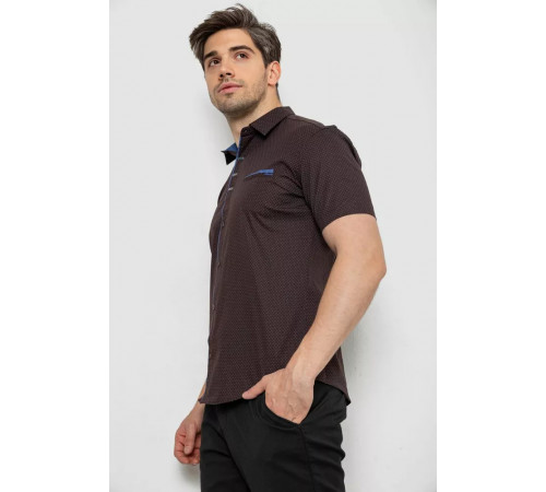 Сорочка чоловіча з принтом, колір коричневий, 214R7016