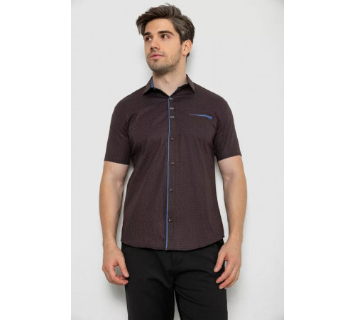 Сорочка чоловіча з принтом, колір коричневий, 214R7016