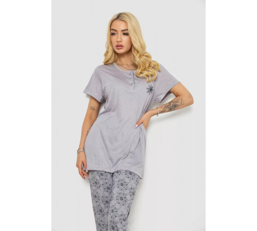 Женская пижама с принтом, цвет серый, 243R6620