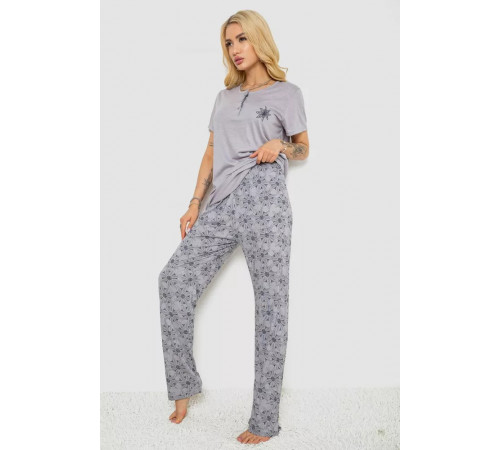 Женская пижама с принтом, цвет серый, 243R6620