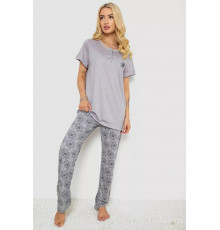 Піжама жіноча з принтом, колір сірий, 243R6620