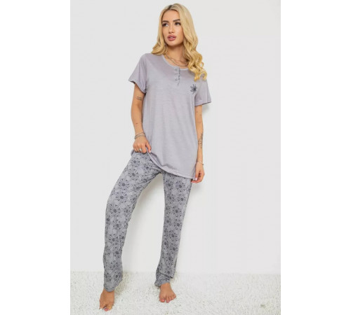 Женская пижама с принтом, цвет серый, 243R6620