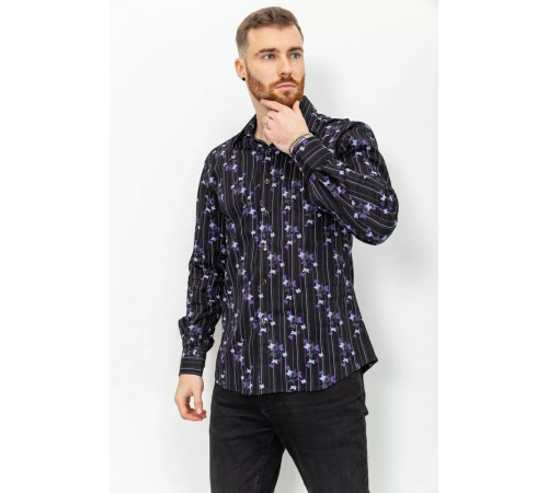 Рубашка мужская с принтом, цвет черный, 131R151017