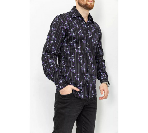 Рубашка мужская с принтом, цвет черный, 131R151017