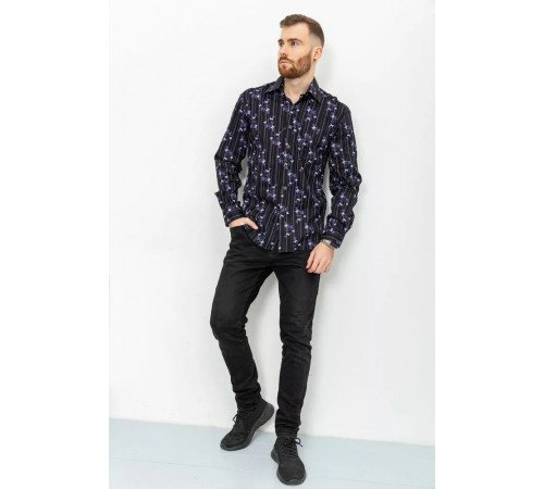 Рубашка мужская с принтом, цвет черный, 131R151017