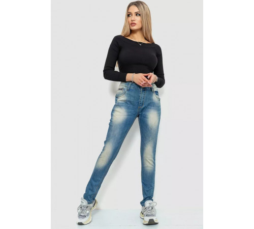 Джинси жіночі з потертостями, колір синій, 244RS05