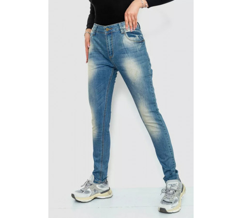 Джинси жіночі з потертостями, колір синій, 244RS05