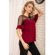 Кофта з короткими рукавами і прозорою сіткою, колір Бордовий, 172R011