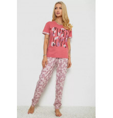 Піжама жіноча з принтом, колір пудровий, 243R9249
