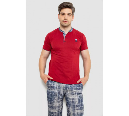 Піжама чоловіча з принтом, колір бордовий, 243R1003